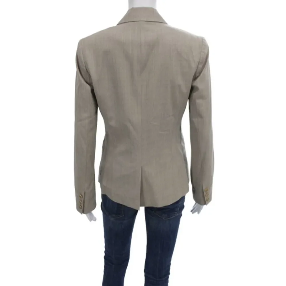 Theory Womens Basic Jacket Beige Wool Button Long Sleeve Size 4